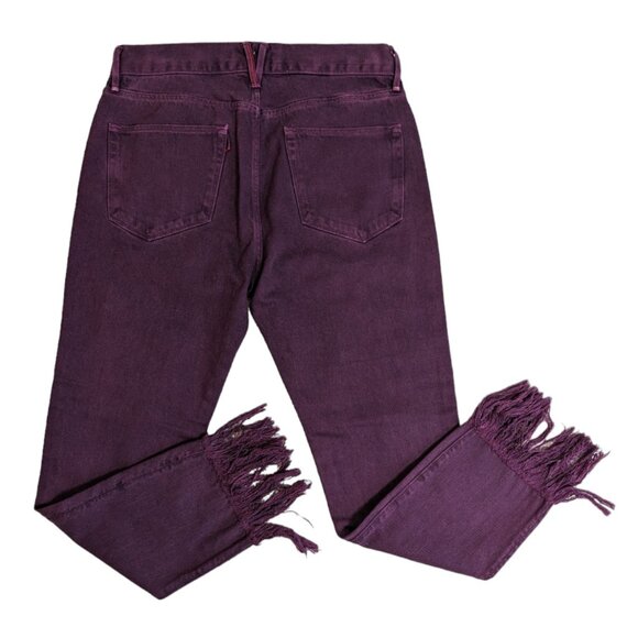 3x1 NYC Mamba Burgundy Red Denim Straight Leg Crop Jeans - Picture 4 of 5